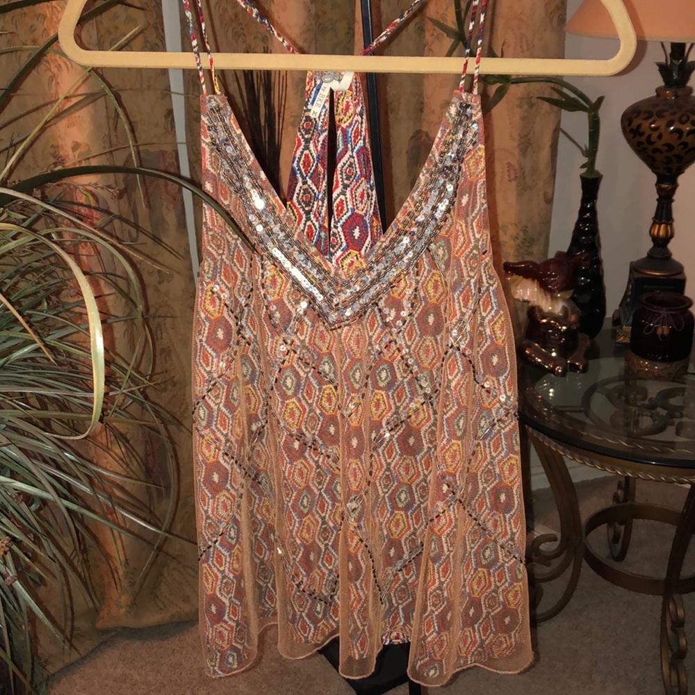 BKE Sequined / Mesh Overlay Tank